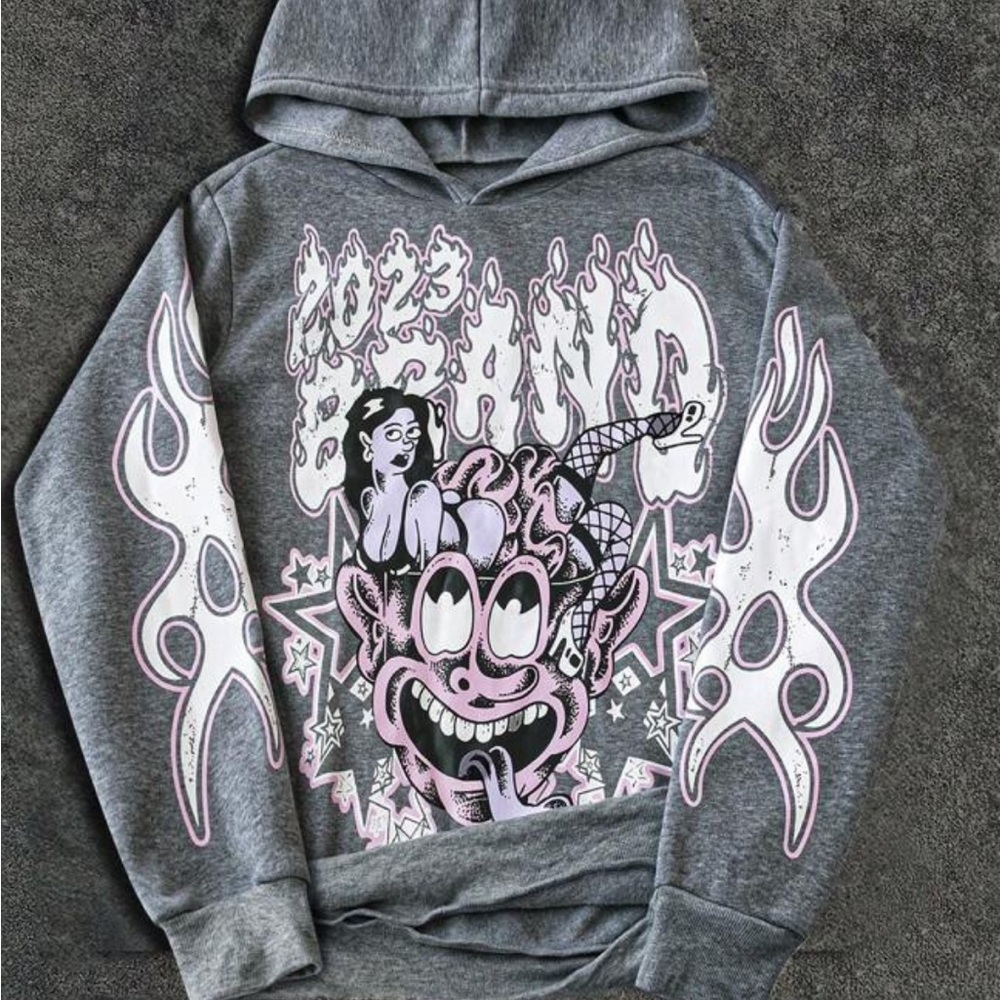 R13 Grey Graphic Hoodie
